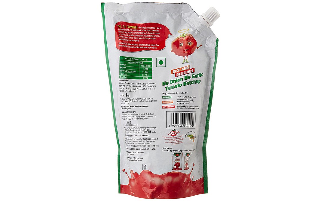 Del Monte Tomato Ketchup (No Onion No Garlic)   Pouch  1 kilogram